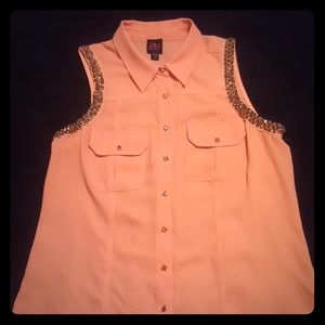 2b Bebe Peach studded blouse